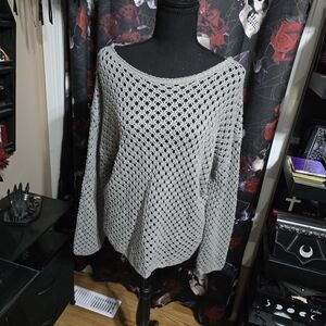 Elegant Gray Women's Crochet Sweater